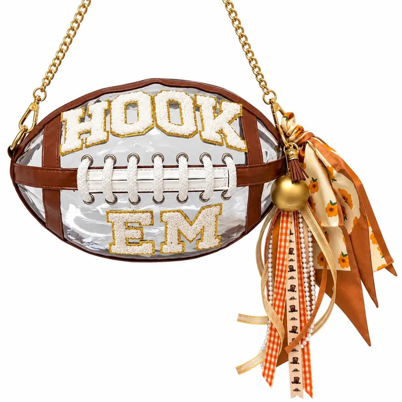 Football Shaped Clear Bag \u2013 Texas Longhorns Game Day Crossbody \u2013 Stadium Purse \u2013 B... | Etsy (Global)