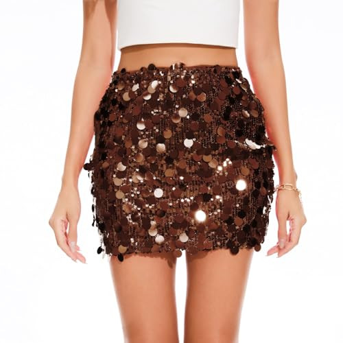 KASBAH Sequin Mini Skirt for Women Sparkly Skirt Stretchy Bodycon Glitter Skirts Christmas Night ... | Amazon (US)