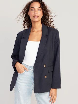 Double-Breasted Textured Blazer for Women | Old Navy (US)