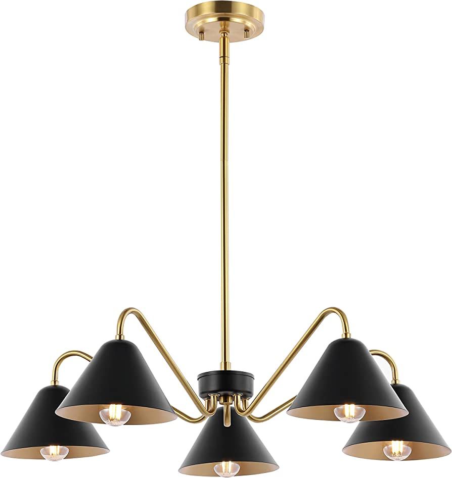 Safavieh Lighting Collection Meissa Mid-Century Modern Black/Brass 5-Light Chandelier | Amazon (US)