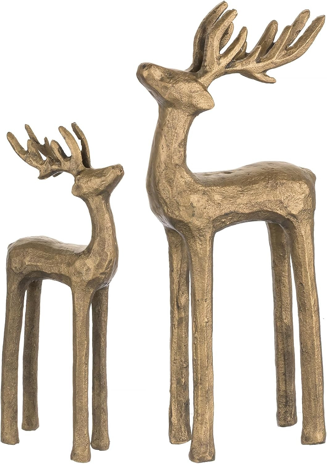 Sziqiqi Gold Reindeer Christmas Decor: Set of 2 Iron Reindeer Figurines | Amazon (US)