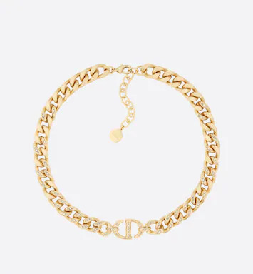 CD Navy Necklace Gold-Finish Metal and Silver-Tone Crystals | DIOR | Dior Couture