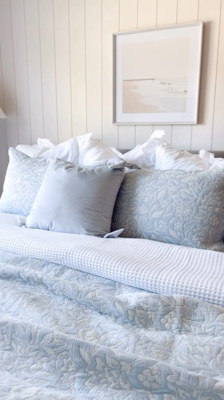 Pottery Style bedding at Walmart! I love the little bow details on the pillows shams. It adds a bright and airy feel to the guest room. 