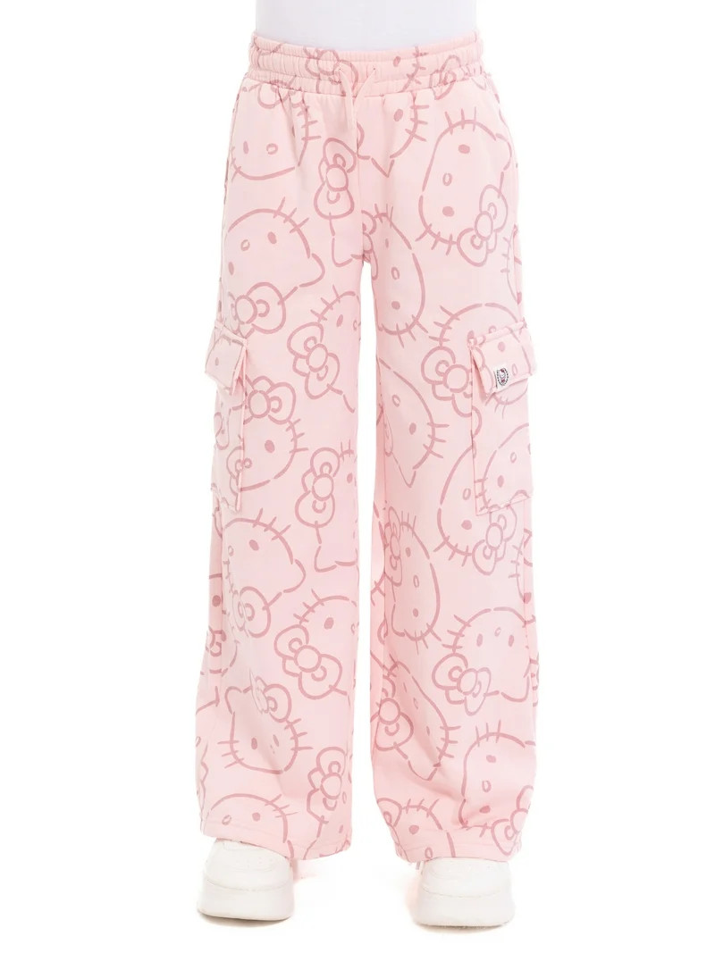 Wonder Nation Hello Kitty Girls Graphic Fleece Cargo Pants, Sizes 4-18 | Walmart (US)