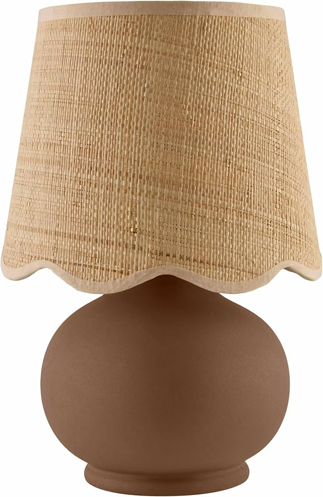 Theisseil Boho Ceramic Bedside Table Lamp for Bedroom Nightstand and Living Room - Shade Rattan -... | Amazon (US)