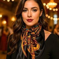 35x35"" Black & Gold Wild Rag/Scarf Wr3303x | Etsy (US)