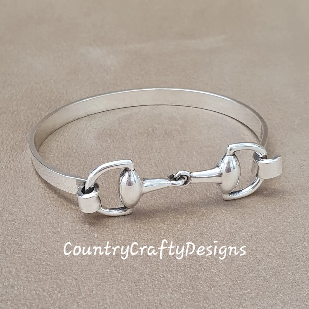 Snaffle Bit Cuff Bracelet Silver, Perfect Equestrian Gift. Comes Boxed - Etsy | Etsy (US)