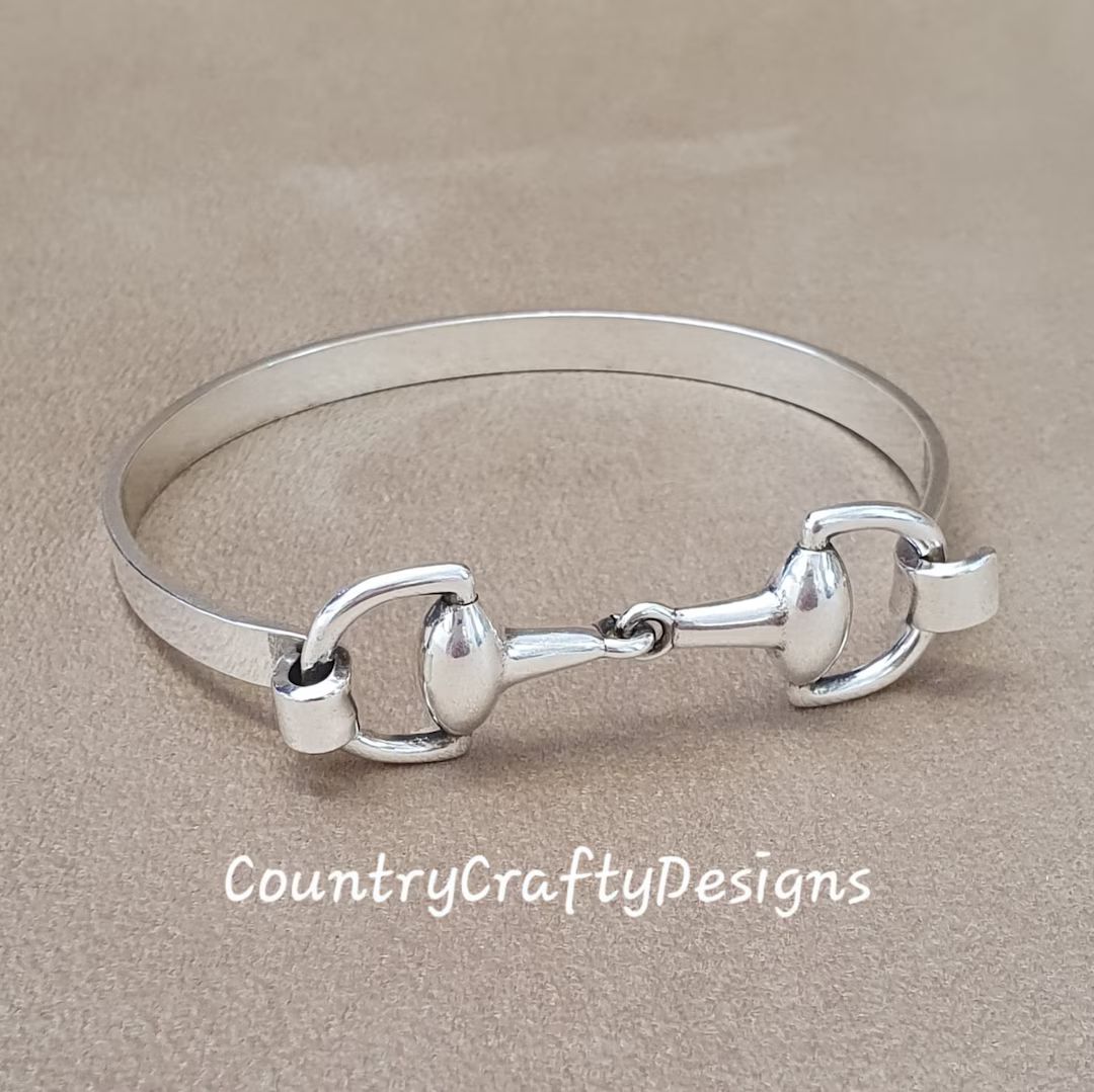 Snaffle Bit Cuff Bracelet Silver, Perfect Equestrian Gift. Comes Boxed - Etsy | Etsy (US)
