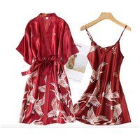 2 Pices Dark Red Robe, Robe & Nightgown, Pajama Set Women, Wedding Bride, Bridesmaid Kimono, Feminin | Etsy (US)