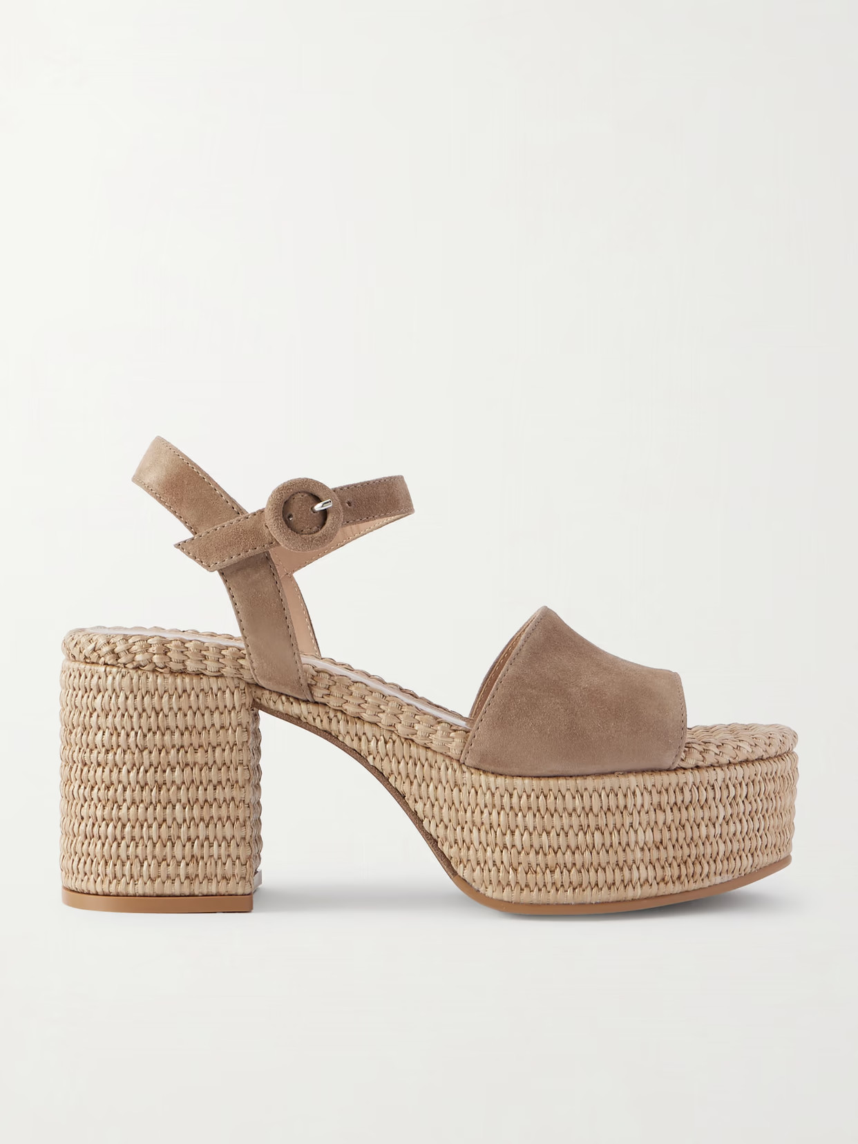 Gianvito Rossi - Carol 35 Suede Platform Sandals - Brown | NET-A-PORTER (US)