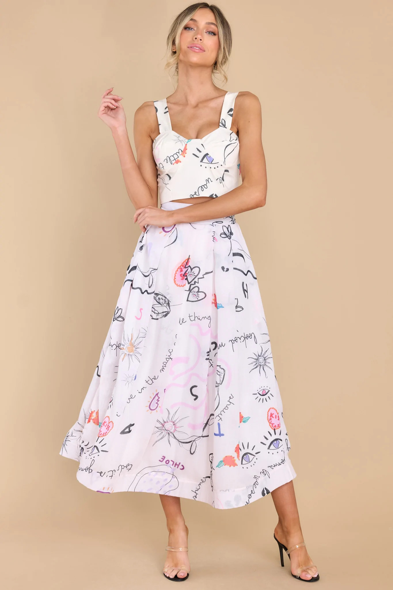 Junno White Spelling Love Skirt | Red Dress 