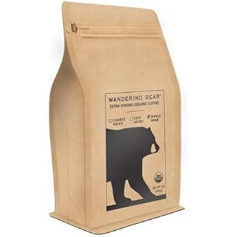 Wandering Bear Extra Strong Organic Medium Ground Coffee for Drip, 1 lb Bag - Dark Roast, Organic, S | Amazon (US)