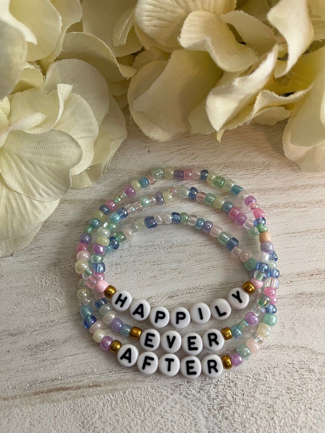 Happily Ever After Multicolor Beaded Stretch Bracelet Stack, Rainbow, Stackable, Jewelry, Princes... | Etsy (US)