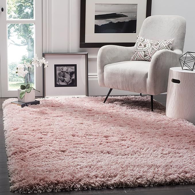 Safavieh Polar Shag Collection PSG800P Solid Glam 3-inch Extra Thick Area Rug, 5'1" x 7'6", Light... | Amazon (US)