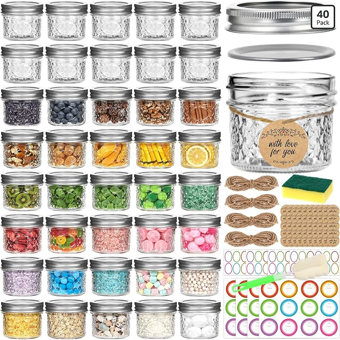 4oz Glass Mason Jars with Airtight Lids, Mini Canning Jars 40 Pack | Amazon (US)