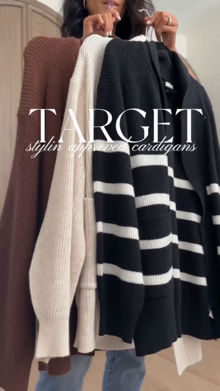 Stylin approved cardigans ✅ I’m just shy of 5-7” wearing the size small cardigan for more of an oversized fit. 
#fallstyle #targetstyle #budgetfriendly #stylinbyaylin 

#LTKstyletip #LTKfindsunder50