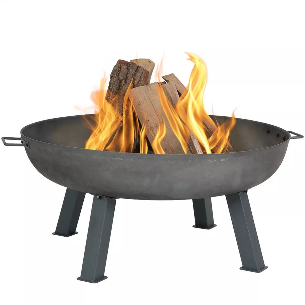 Sunnydaze Outdoor Camping or Backyard Round Cast Iron Rustic Fire Pit Bowl with Handles | Target
