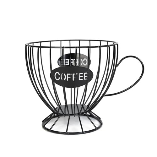Agirlvct Coffee Pod Holder,Large K Cup & Capsule Storage Organizer, Tea Cup Coffee Capsule Basket, Metal Coffee Bar Organizer for Kcup Kitchen Dinning Room Office Home Cafe Hotel (Black) | Amazon (US)