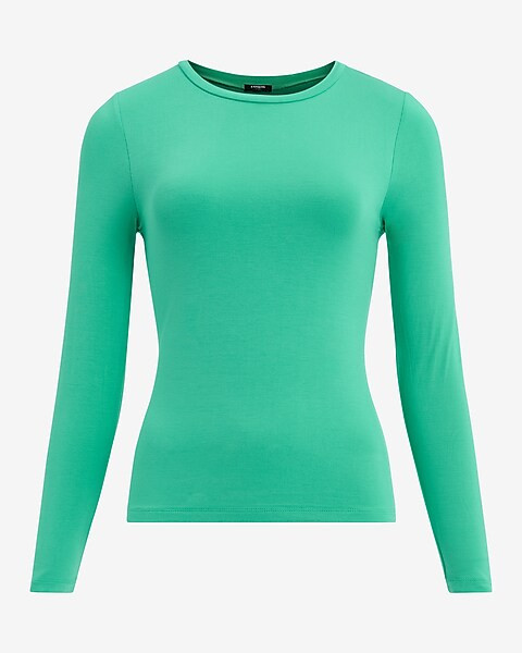 Supersoft Fitted Crew Neck Long Sleeve Tee | Express
