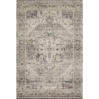 LOLOI II Hathaway Steel/Ivory 7 ft. 6 in. x 9 ft. 6 in. Vintage Oriental Area Rug HATHHTH-05STIV7... | The Home Depot