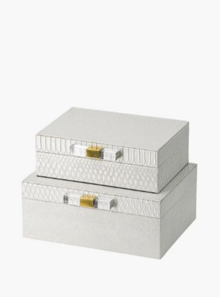 The Refined Dwelling White Snakeskin Pattern Boxes | Amazon (US)