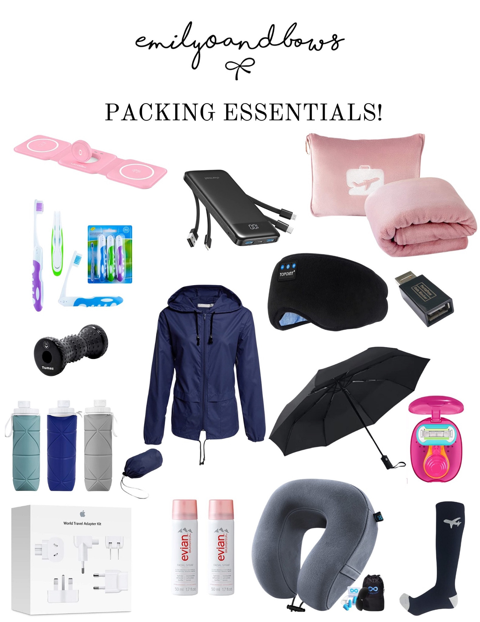 Great packing essentials we love for long flights and big trips!! Start shopping for your upcoming trip!