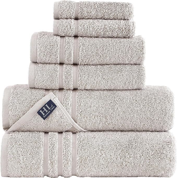 Hammam Linen Ice Silver 6 Pack Bath Towels Sets Linen for Bathroom Original Turkish Cotton Soft, ... | Amazon (US)