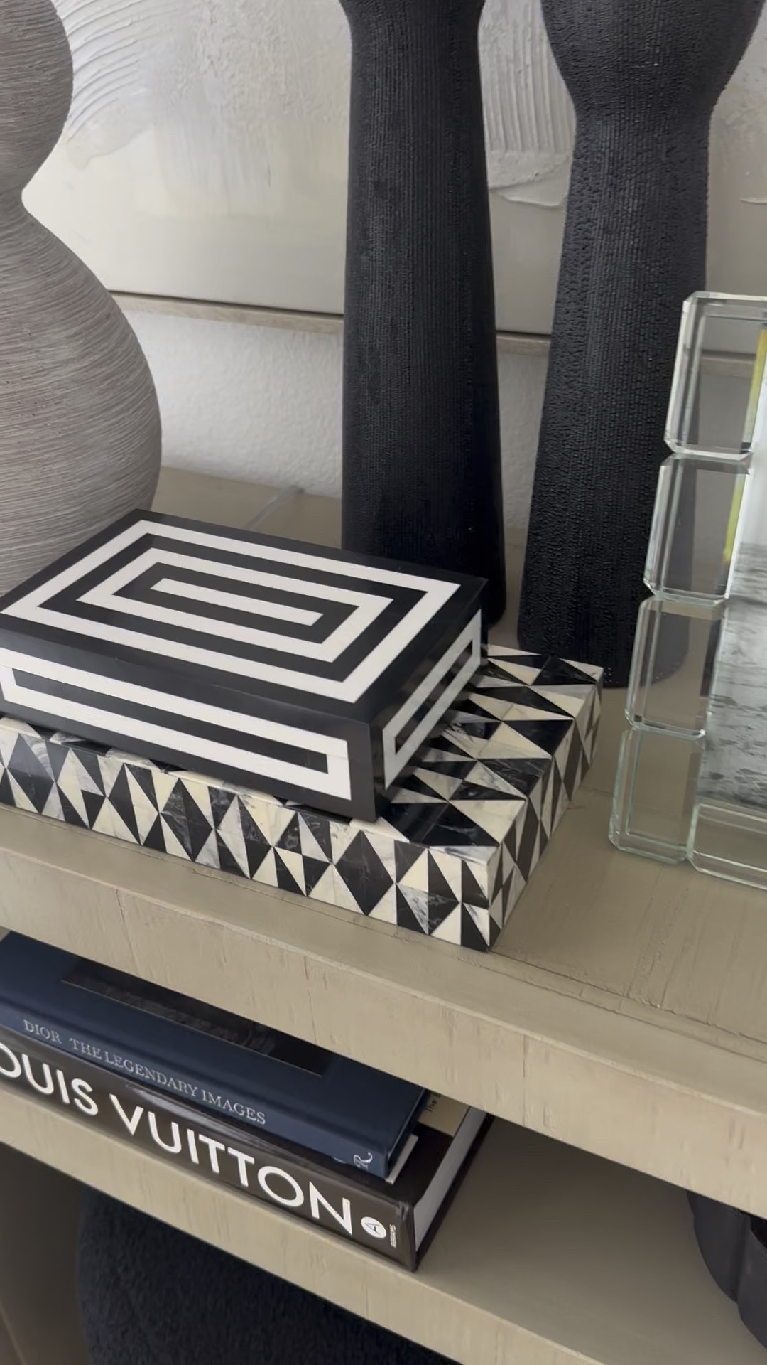 Console table decor these boxes are so chic and look expensive 
Modern home decor 

#LTKFindsUnder100 #LTKHome #LTKFindsUnder50