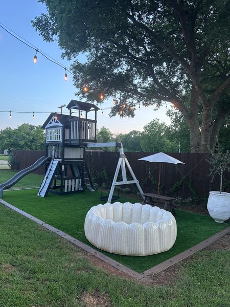 Outdoor play area!! Large swingset playset. Neutral inflatable pool. Amazon toddler picnic table  

#LTKSeasonal #LTKkids #LTKhome