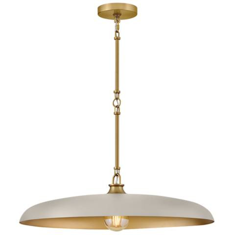 Sadie 24" Wide Lacquered Brass and Light Taupe Pendant Light | Lamps Plus