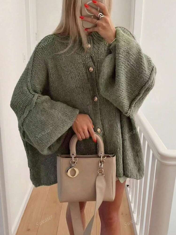 New Arrival Women's Loose Cardigan Sweaters, Knitted College Style For Commuting, Casual Living, ... | SHEIN