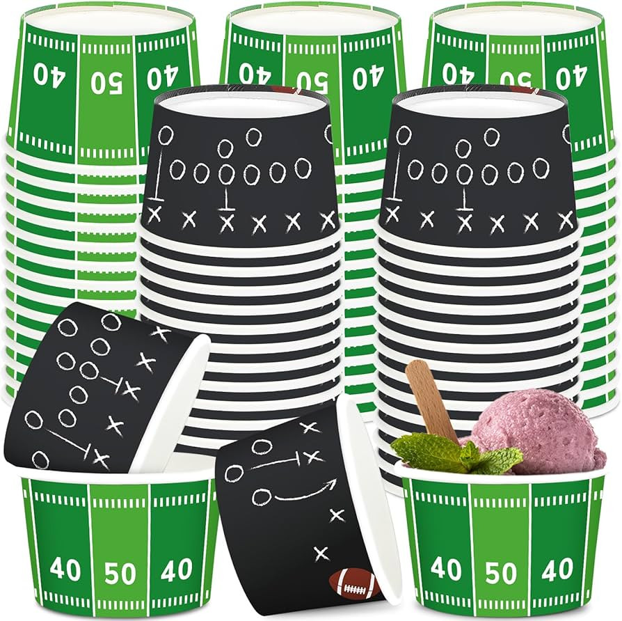 Qyeahkj 120Pcs Football Birthday Snack Bowls, Disposable Paper Ice Cream Soup Chili Bowl 8oz Foot... | Amazon (US)