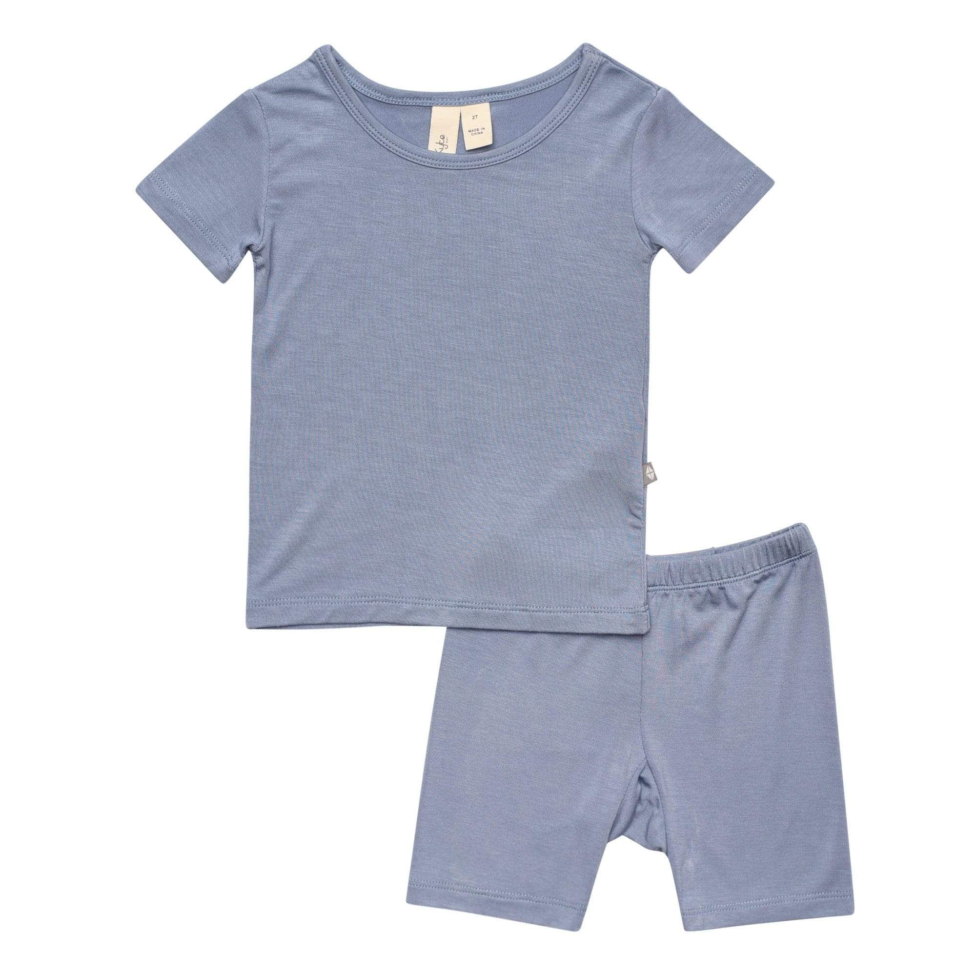 Short Sleeve Toddler Pajama Set in Slate | Kyte BABY