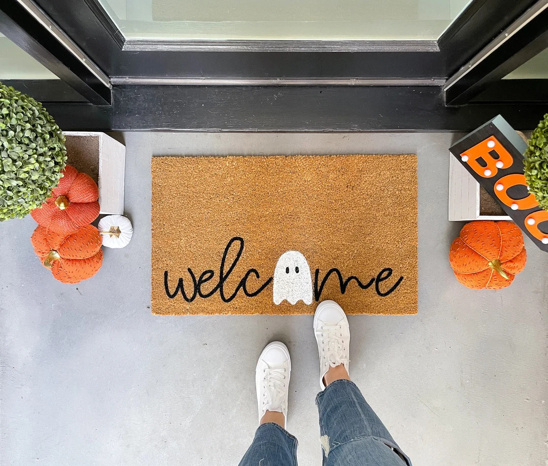 Halloween Doormat Double Doormat Ghost Welcome Mat - Etsy | Etsy (US)