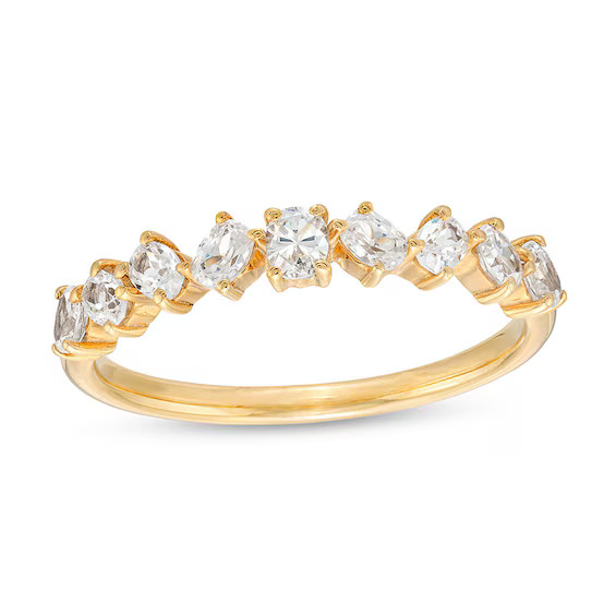 Previously Owned - 1/2 CT. T.W. Oval Diamond Alternating Nine Stone Anniversary Band in 14K Gold|... | Zales