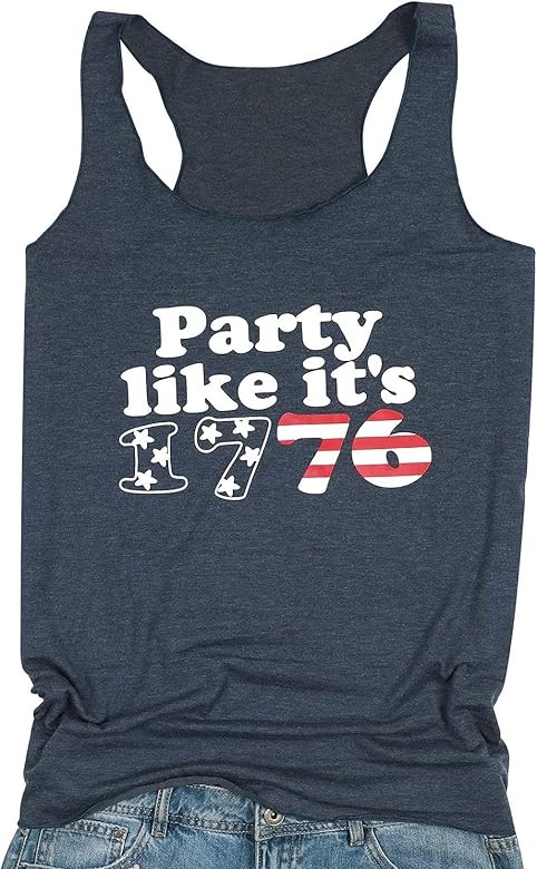 T&Twenties American Flag Tank Top for Women,4th of July Stars Striped Racerback Tees Sleeveless Patr | Amazon (US)