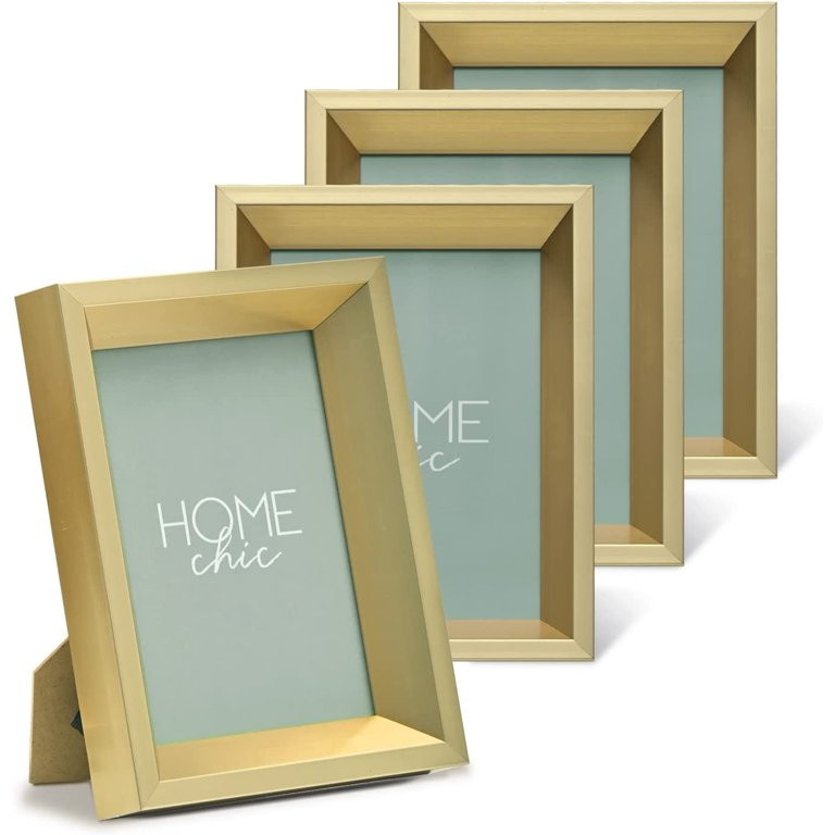 ArtbyHannah 5x7 Inch Simple Modern Gold Picture Frame Set 4 Pack Photo Frame with High Definition... | Walmart (US)