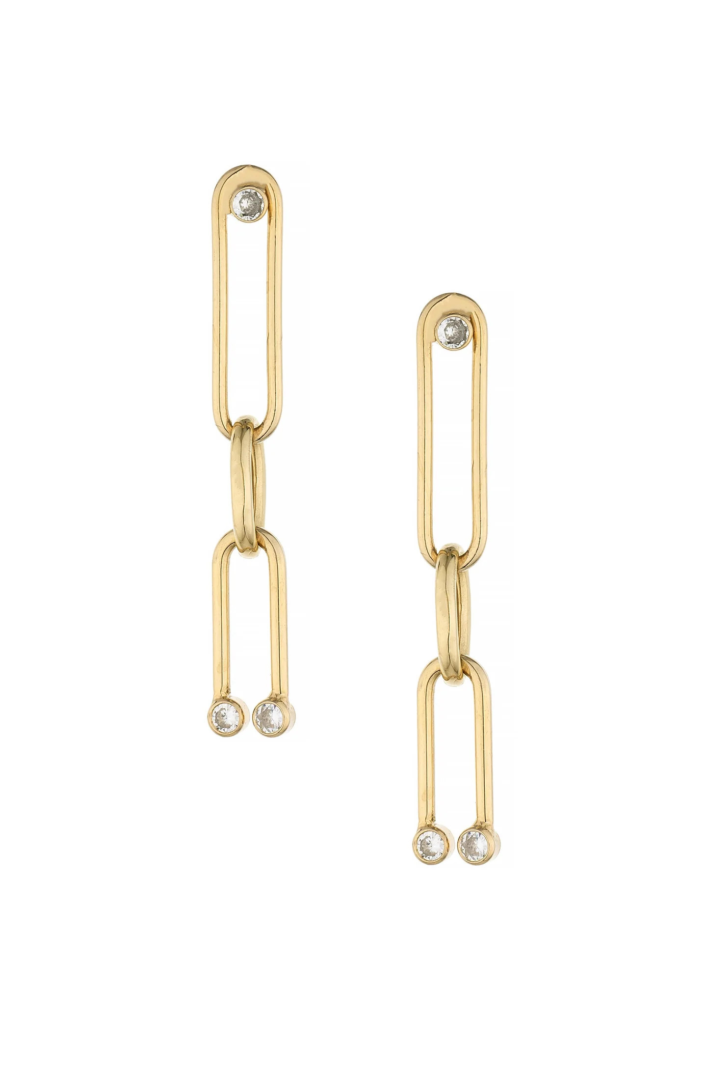 Crystal Spotted 18k Gold Plated Linked Dangle Earrings | Ettika
