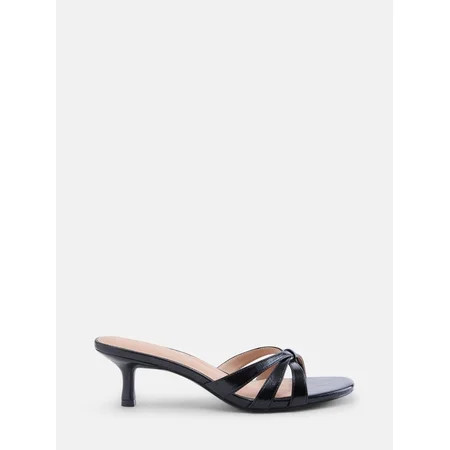Time and Tru Women's Faux Leather Kitten Heel Mule Sandals | Walmart (US)