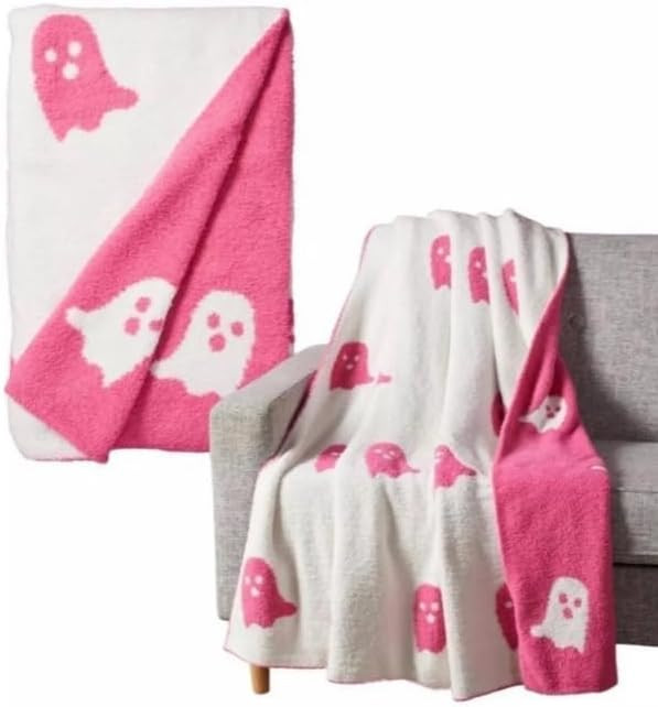 iBedding Halloween Pink Ghost Blanket Room Decor Aesthetic Blankets for Couch Bed Sofa Reversible... | Amazon (US)