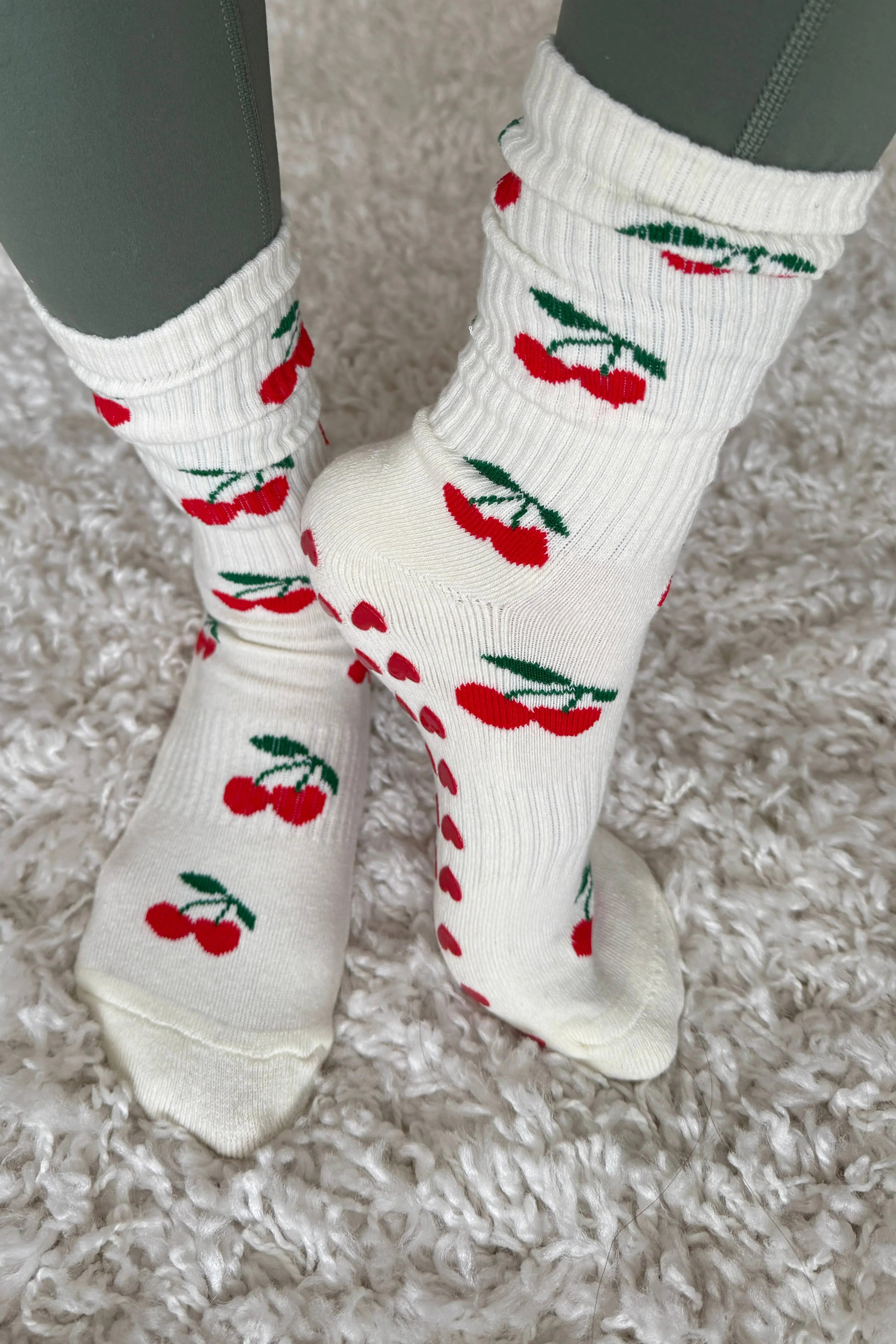 Lucky You Pilates Socks Sweet Cherry | Grip Socks | Beach Riot | Beach Riot