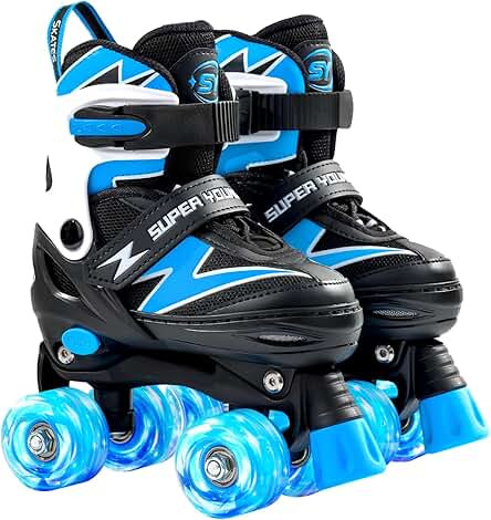 Nattork Kids Roller Skates for Boys Girls Kids, 4 Sizes Adjustable Quad Skates with All Light up Wheels - Birthday Gift for Indoor Outdoor Sports | Amazon (US)