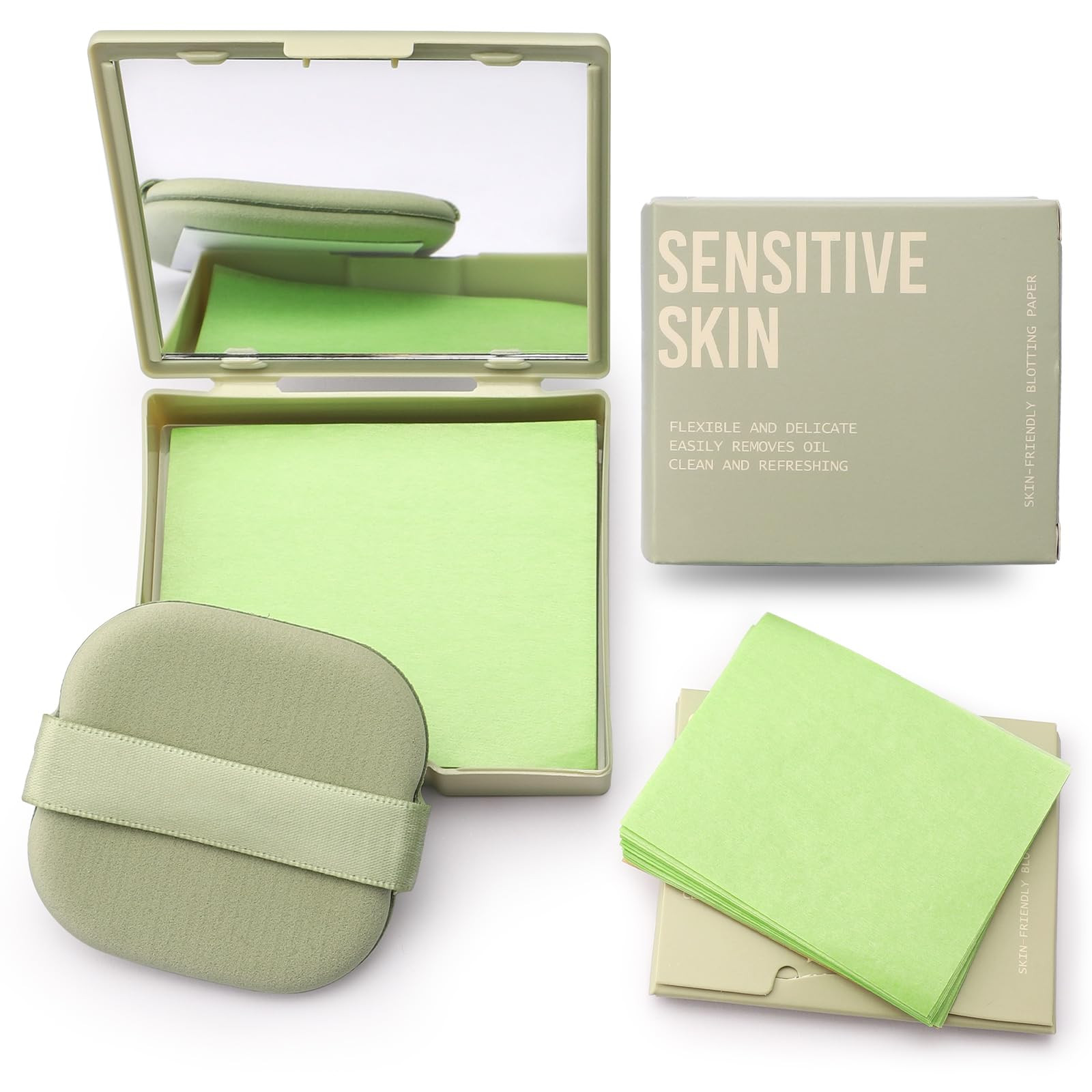 Erinde Oil Blotting Sheets for Face with Mirror and Puff, 300 Sheets Oil Blotting Paper for Oily ... | Amazon (US)