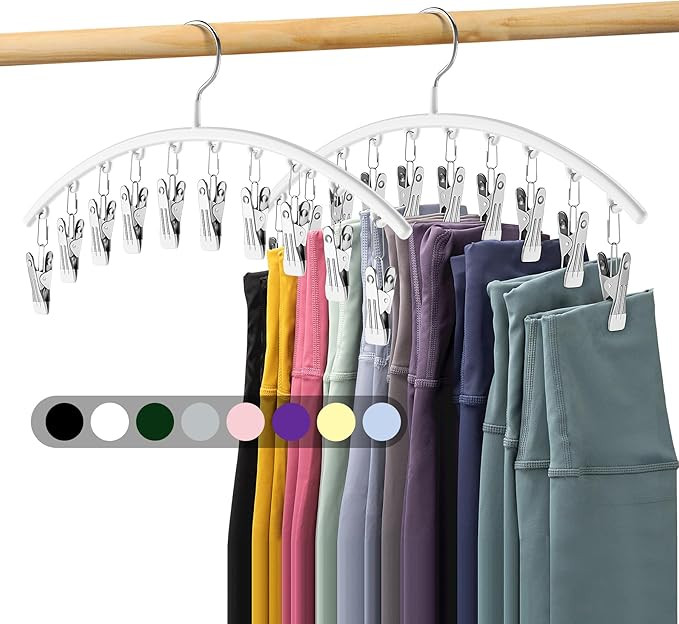 Legging Organizer for Closet, Metal Yoga Pants Hanger w/Rubber Coated 2 Pack w/10 Clips Hold 20 L... | Amazon (US)