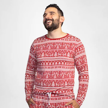 Reindeer Cheer Men's Bamboo Viscose Pajama Top | Little Sleepies