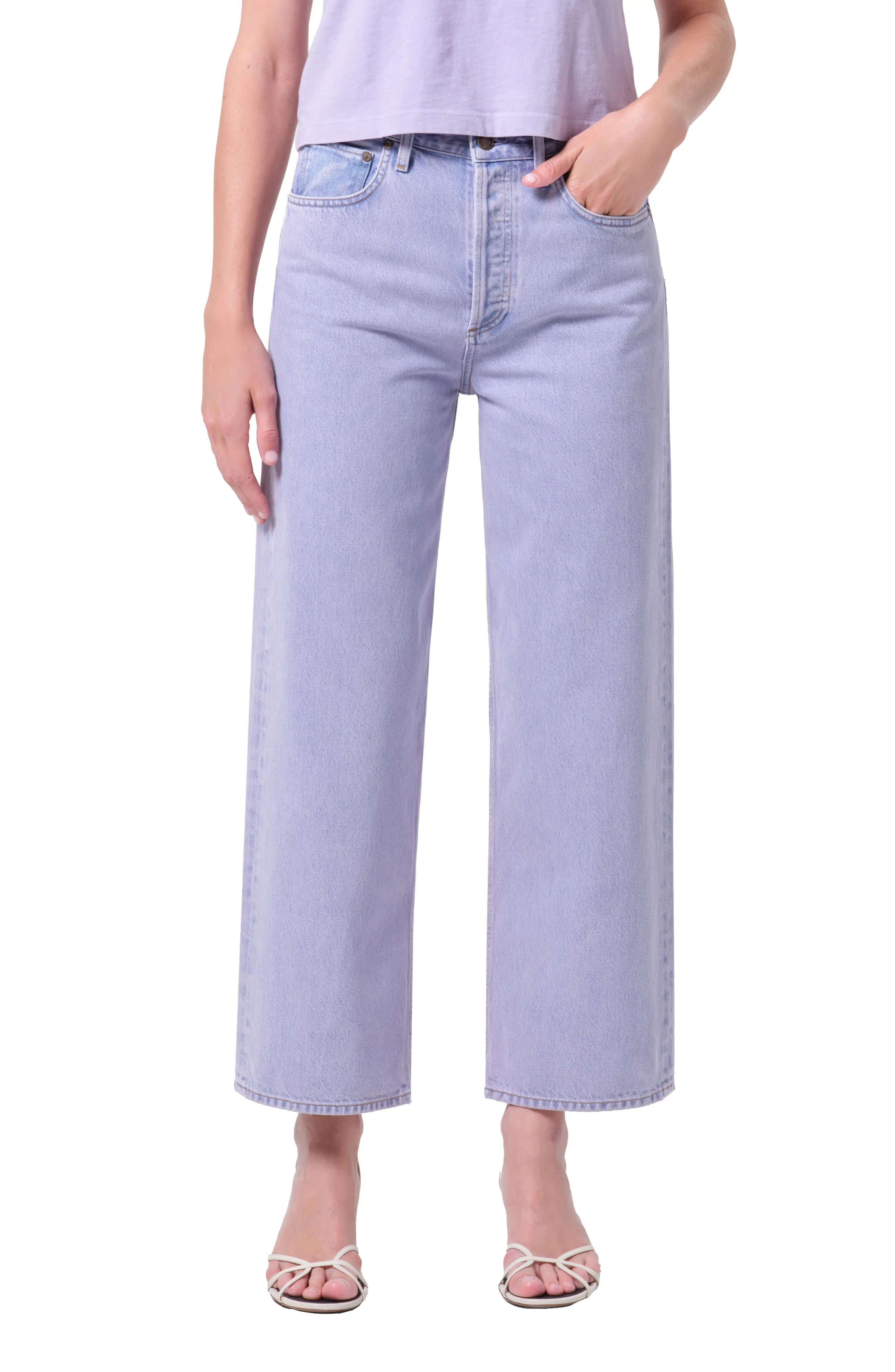 AGOLDE Ren High Waist Ankle Wide Leg Jeans in Aura at Nordstrom Rack, Size 30 | Nordstrom Rack