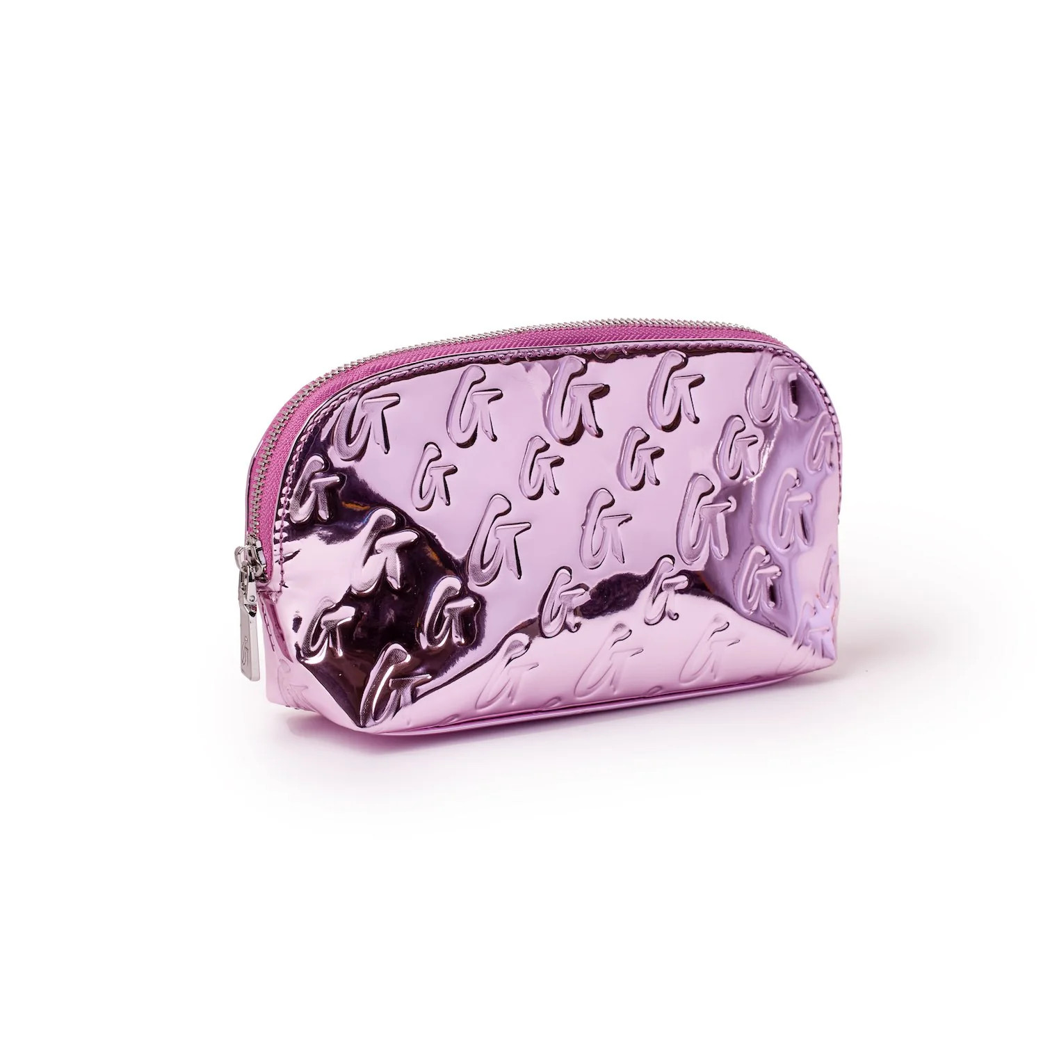 METALLIC MONOGRAM COSMETIC POUCH - METALLIC PINK | Glam-Aholic Lifestyle