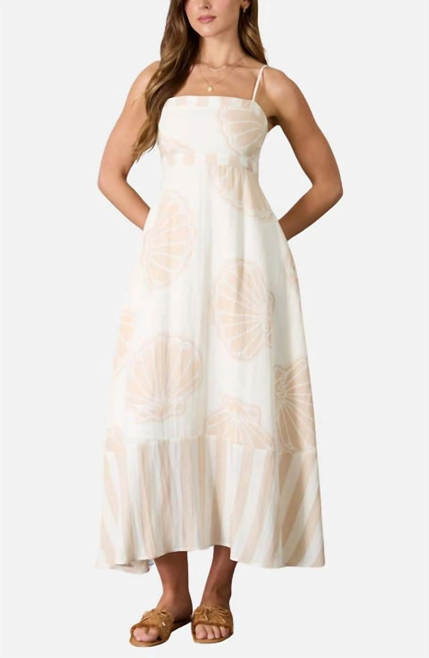 Sandy Shores Seashell Maxi Dress In Light Taupe | Shop Simon