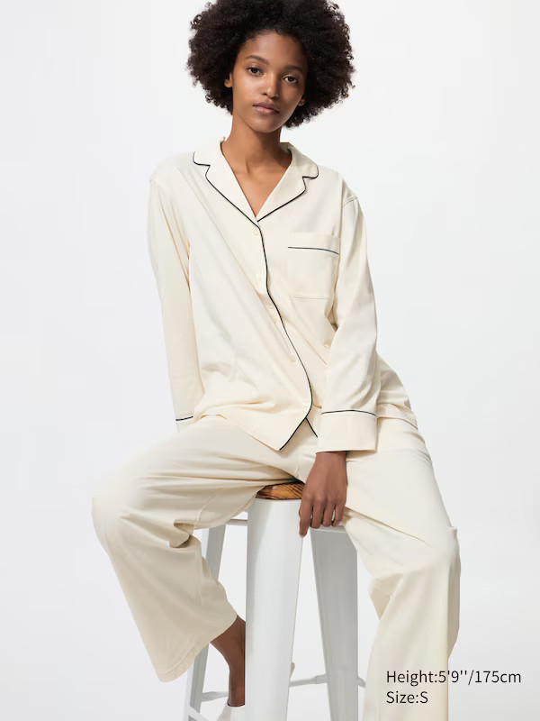 AIRism Cotton Pyjamas (Long Sleeve) | UNIQLO (UK)