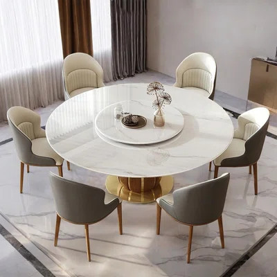 Simple Artificial marble Round Dining Table Set | Wayfair North America